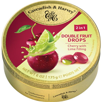 Cavendish & Harvey CHERRY WITH LIME fruit drop tins 175G - Tom's Confectionery Warehouse