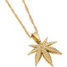 Marijuana Necklace Gold