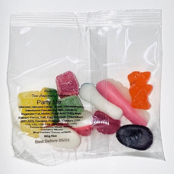 Tom's Clear Party Mix 50 x 60g - Tom's Confectionery Warehouse