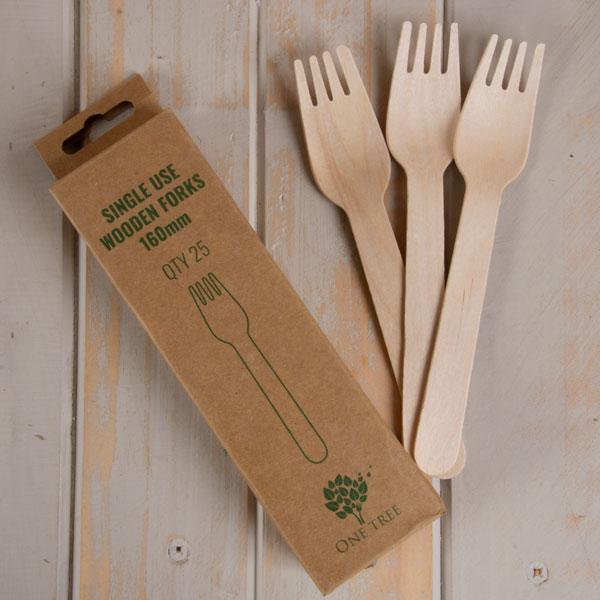 ONE TREE WOODEN FORK - HANGSELL RETAIL - 25 PCE