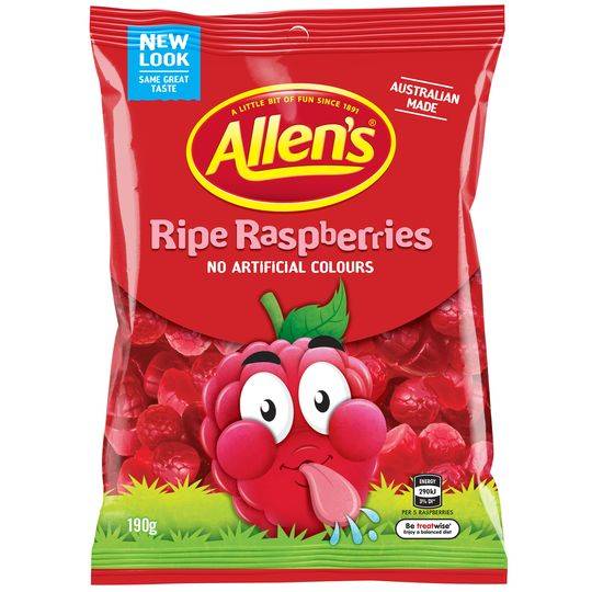 Allen's Ripe Raspberries Bag 190g - Tom's Confectionery Warehouse