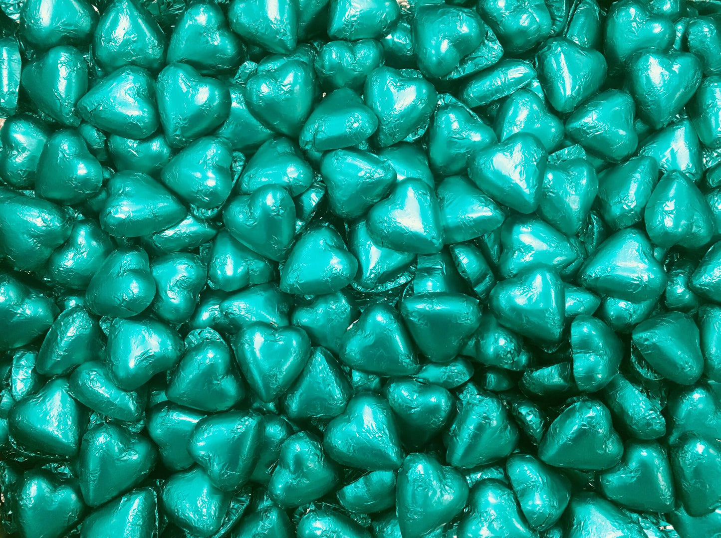 Pauls Chocolates Teal Milk Chocolate Hearts - Tom's Confectionery Warehouse