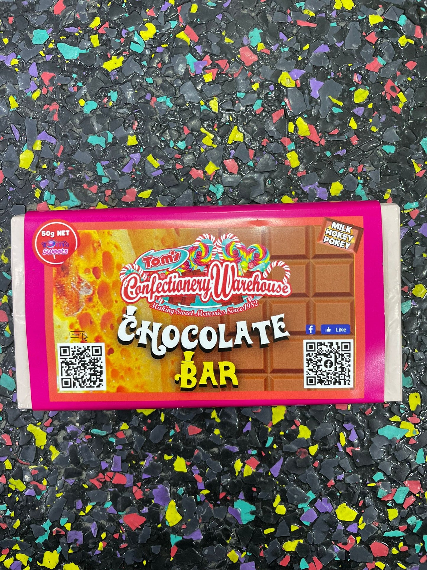 TOM'S CHOCOLATE BAR -MILK CHOCOLATE HOKEY POKEY 50G