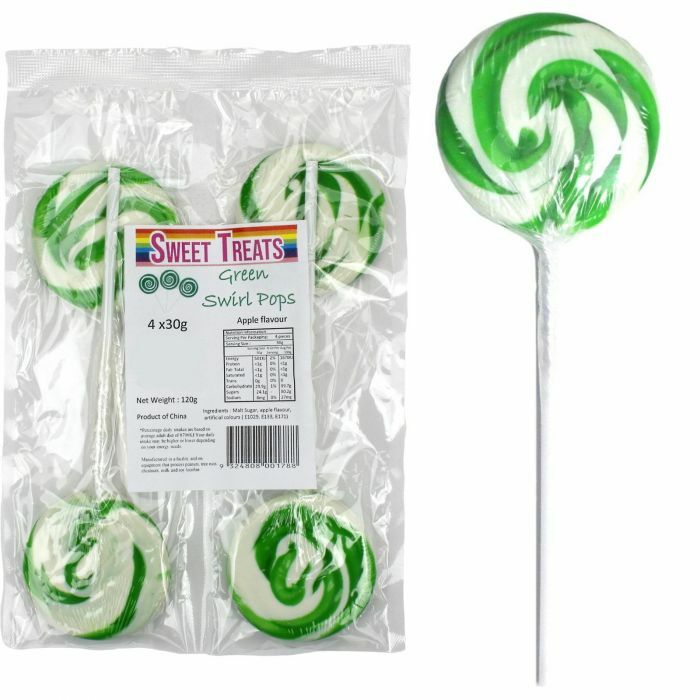 Sweet Treats 4 Pack Lollipops Green Apple
