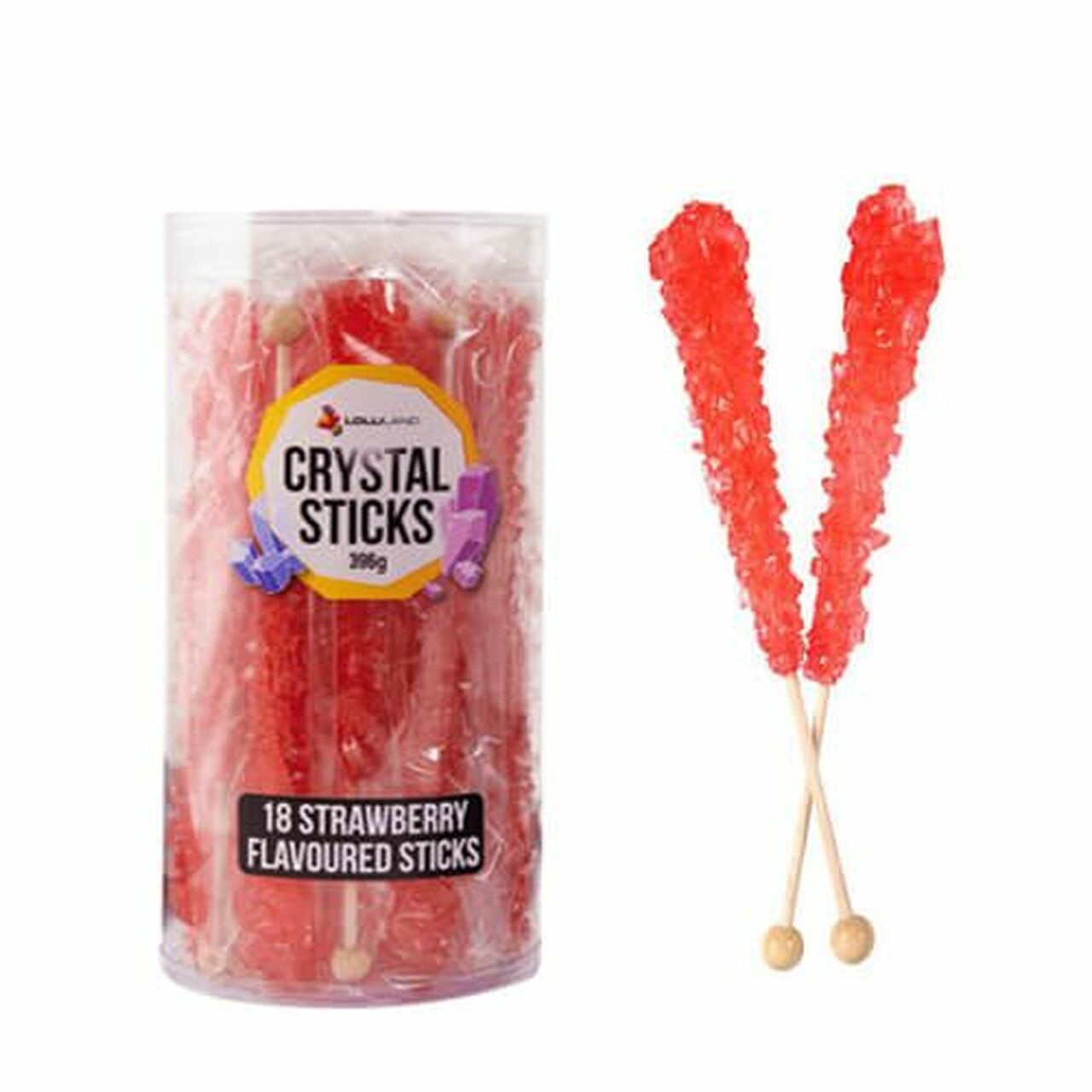 Lolliland Crystal Sticks Red Strawberry 396g - Tom's Confectionery Warehouse