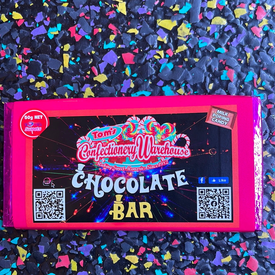 TOM'S CHOCOLATE BAR - MILK POPPING CANDY 50G