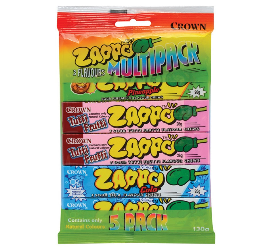 Crown Zappo Multipack 3 Flavours 5pk - Tom's Confectionery Warehouse