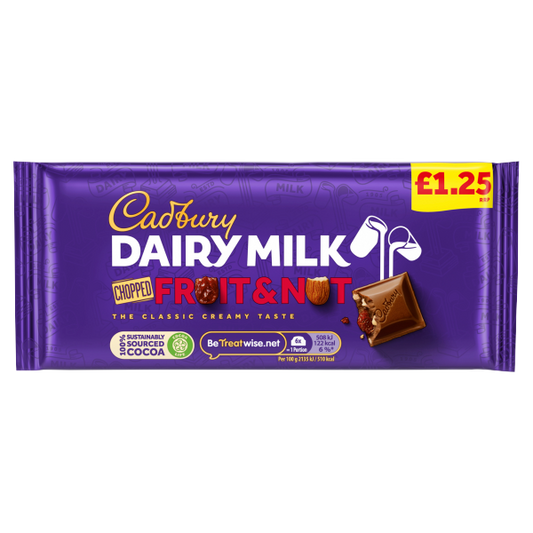 CADBURY DAIRY MILK BLOCK FRUIT & NUT PM 95G