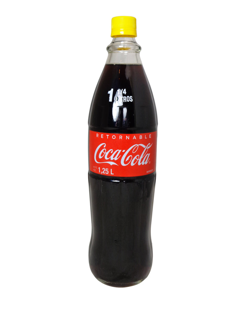 Mexican Coca Cola Glass Bottle 1.25L - Tom's Confectionery Warehouse