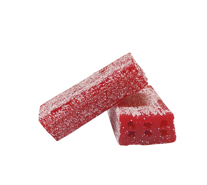 Vidal Sour Strawberry Bricks 250's 1.6Kg - Tom's Confectionery Warehouse