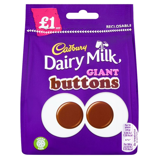 UK CADBURY DAIRY MILK GIANT BUTTON 95G