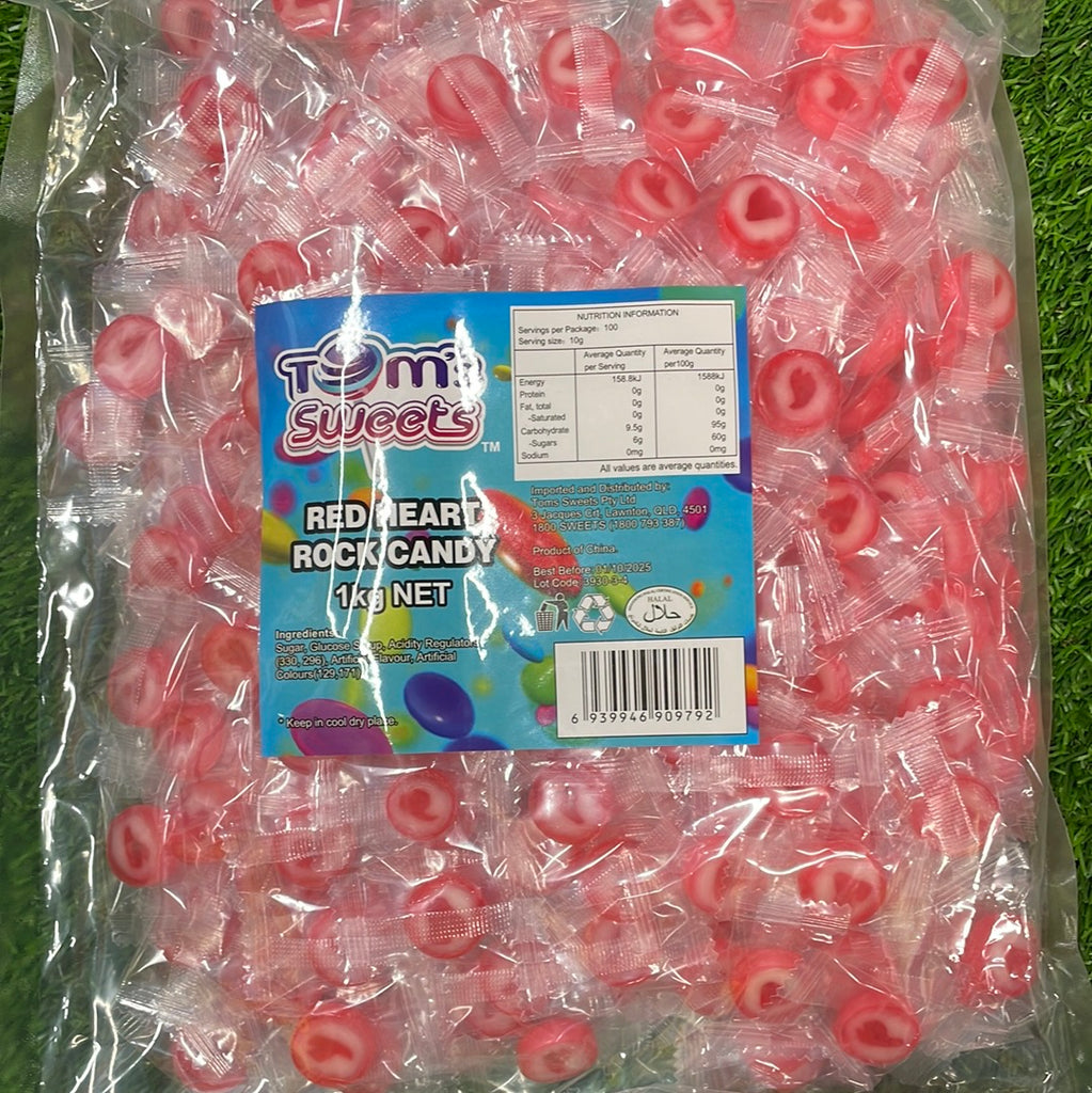 Tom’s sweets - Red Heart rock Candy 1kg – Tom's Confectionery Warehouse