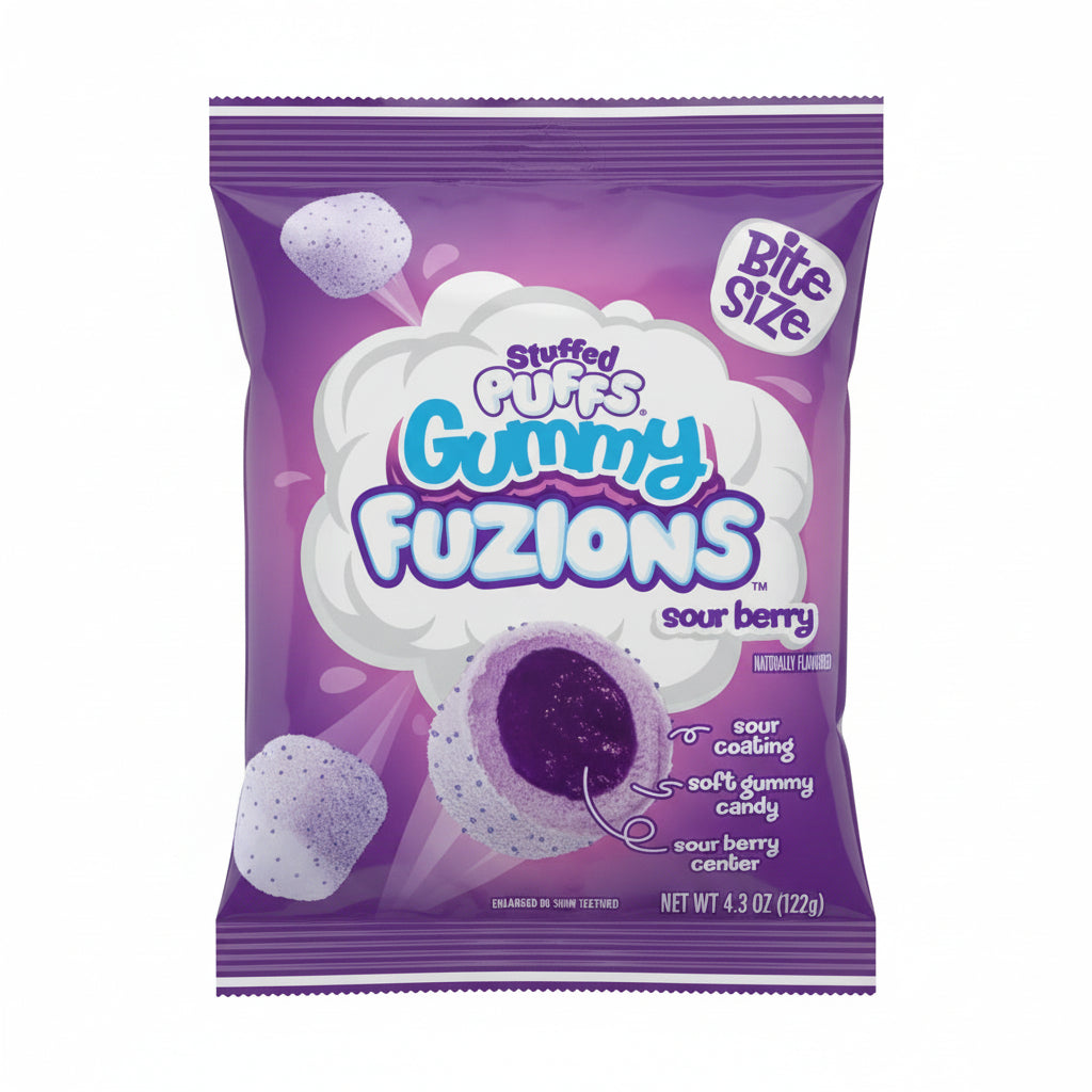 US Stuffed Puffs Gummy Fuzions Sour Berry 120g