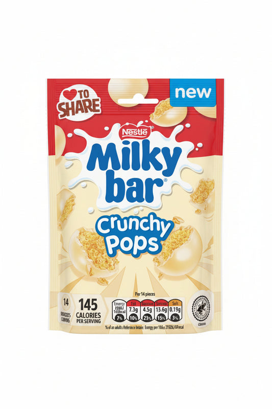 UK Milkybar Crunchy Pops White Chocolate Sharing Bag 90g