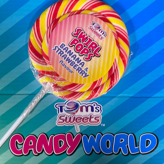 Tom’s Sweets - Flavoured Swirl Pop - Banana & Strawberry