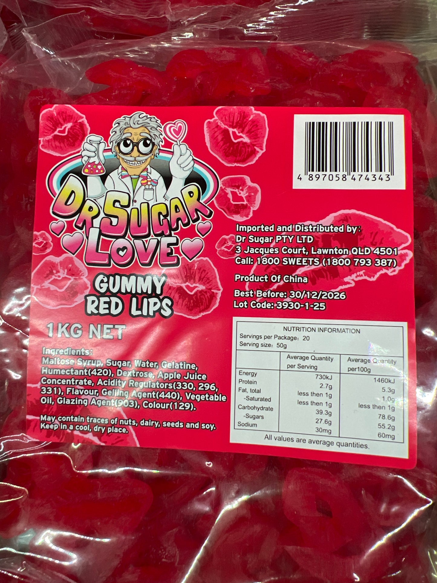 Dr sugar Gummy Red Lips 1kg