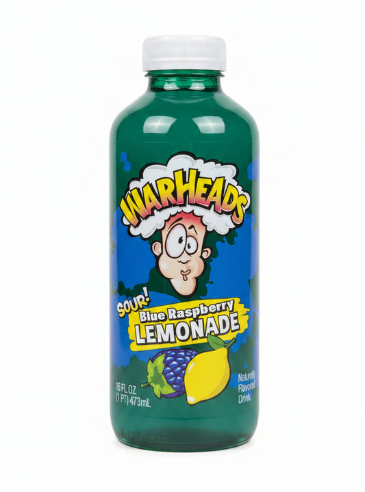 Warheads Blue Raspberry Sour Lemonade Glass Bottle 473ml