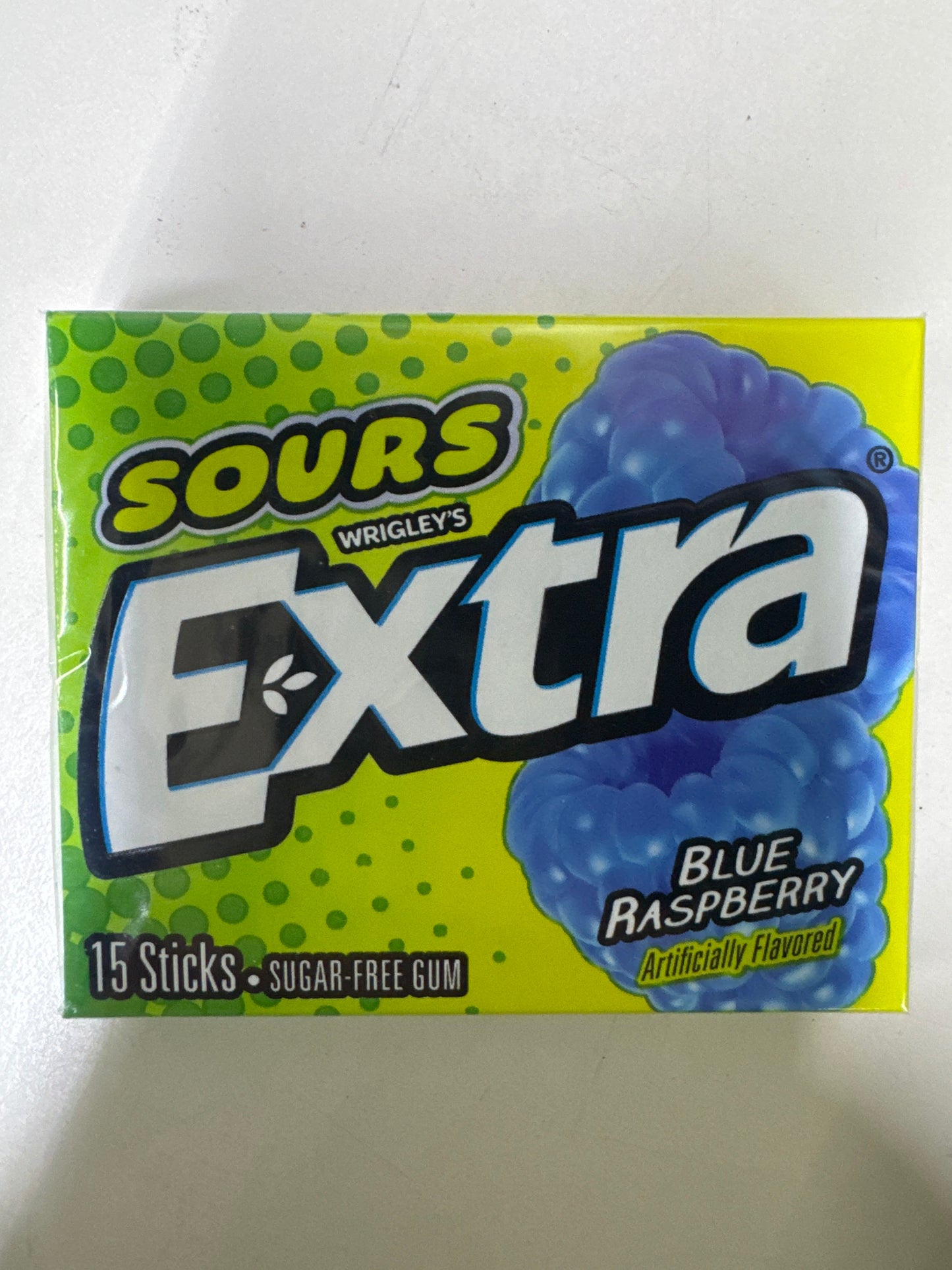 Extra Sours Blue Raspberry Sugar Free Chewing Gum 15 Stick