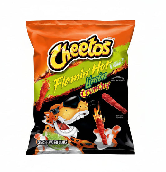 US Cheetos Flamin Hot Limon Crunchy 226g - Tom's Confectionery Warehouse