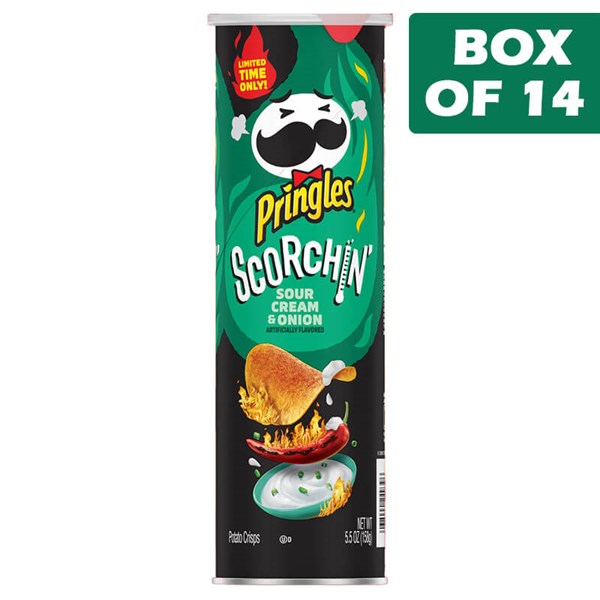 US Pringles Scorchin Sour Cream & Onion Potato Ships 158g