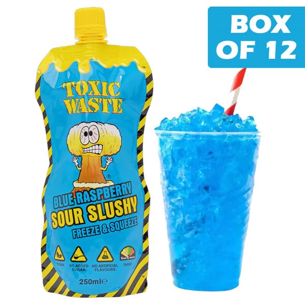 Toxic Waste Blue Raspberry Sour Slushy 250ml – Tom's Confectionery ...