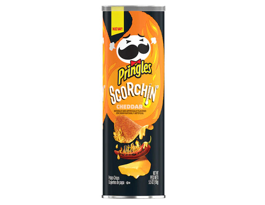 US Pringles Scorchin Cheddar 158g - Tom's Confectionery Warehouse