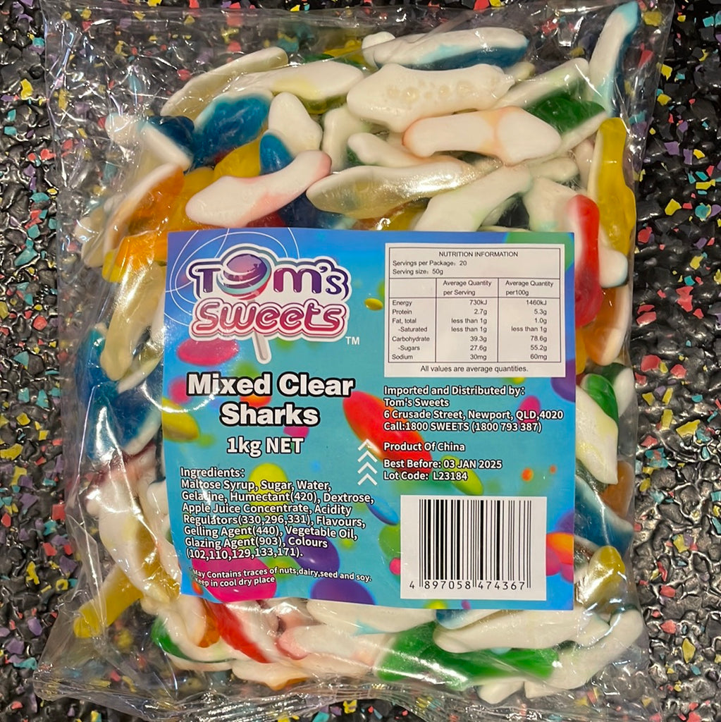 Tom's Sweets Mixed Clear Sharks 1kg