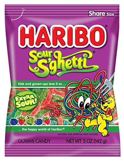 Haribo Sour S'ghetti Bag 142g - Tom's Confectionery Warehouse