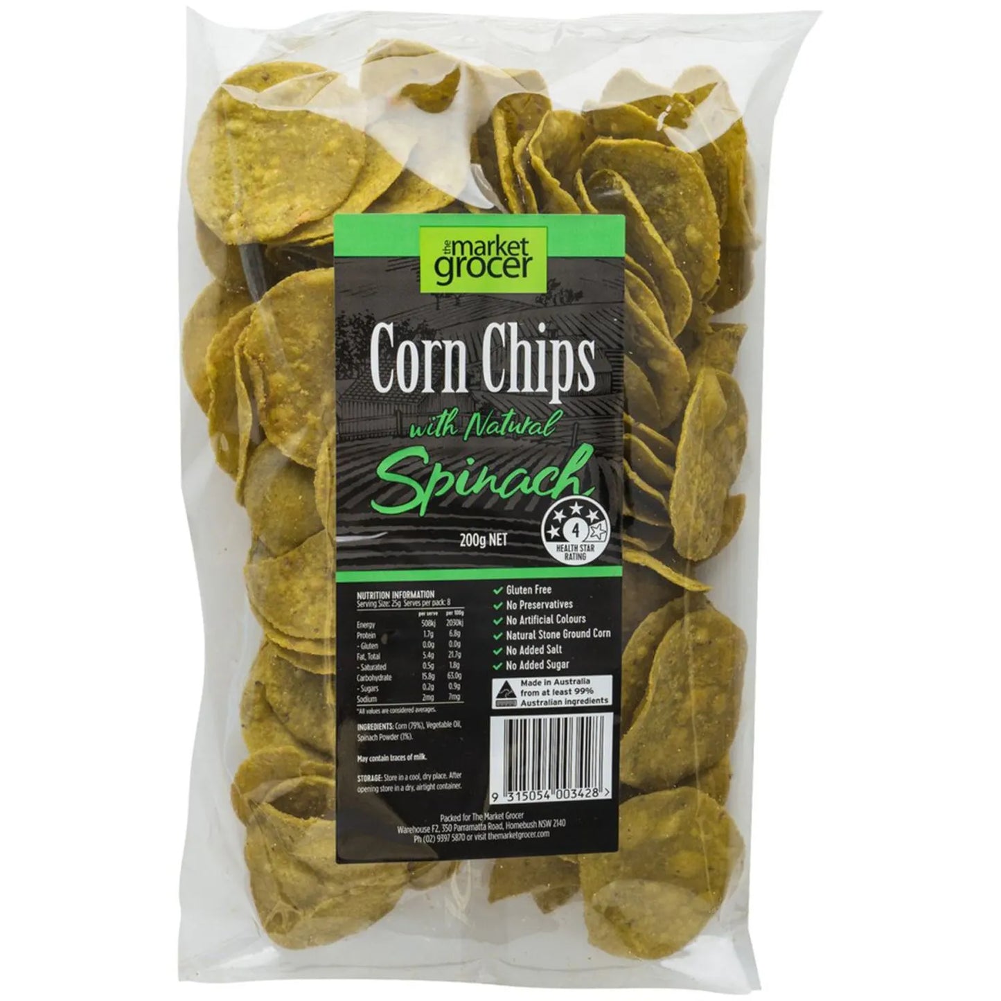 Nachos Corn Chips Spinach 100g