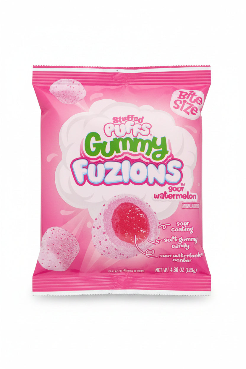 US Stuffed Puffs Gummy Fuzions Sour Watermelon 120g