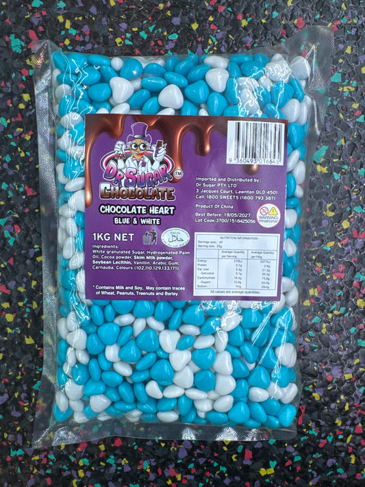 Dr Sugar Chocolate Heart Blue & White 1kg
