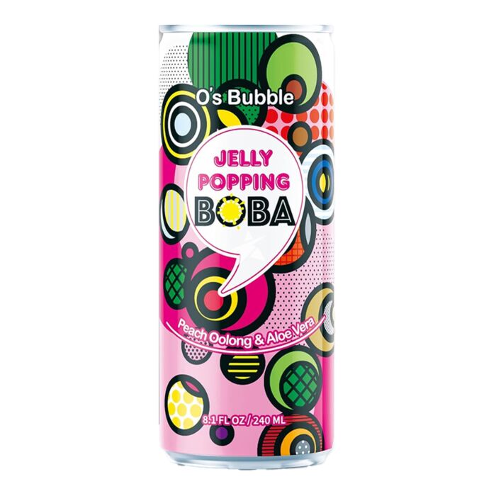 O's Bubble Peach Jelly Popping Boba 240ml - Tom's Confectionery Warehouse