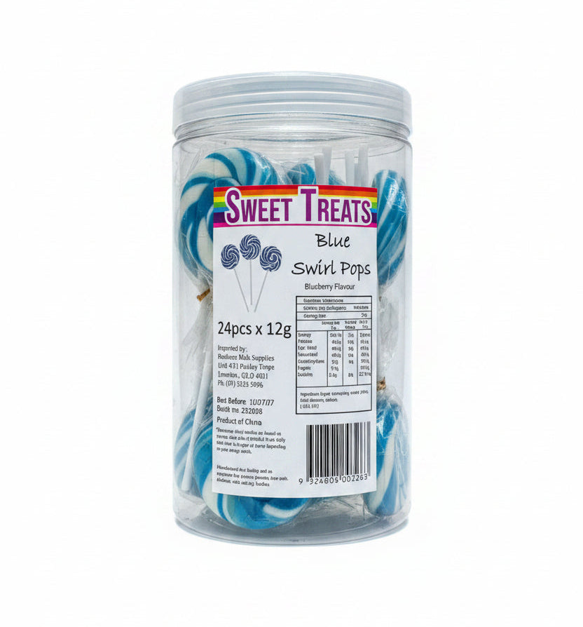 Sweet Treats Blueberry Swirly Pops 24pc