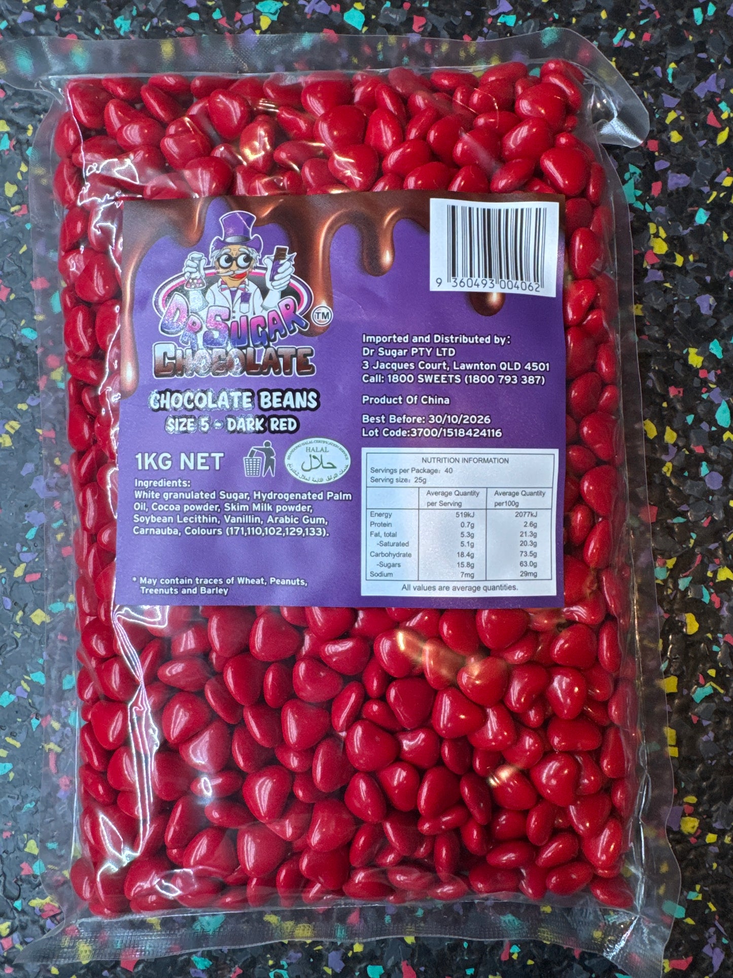DR Sugar - Dark Red Chocolate Heart 1kg