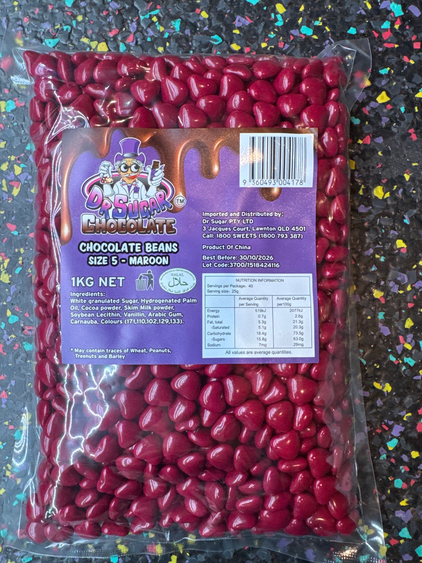 Dr Sugar Maroon  Chocolate Heart 1kg