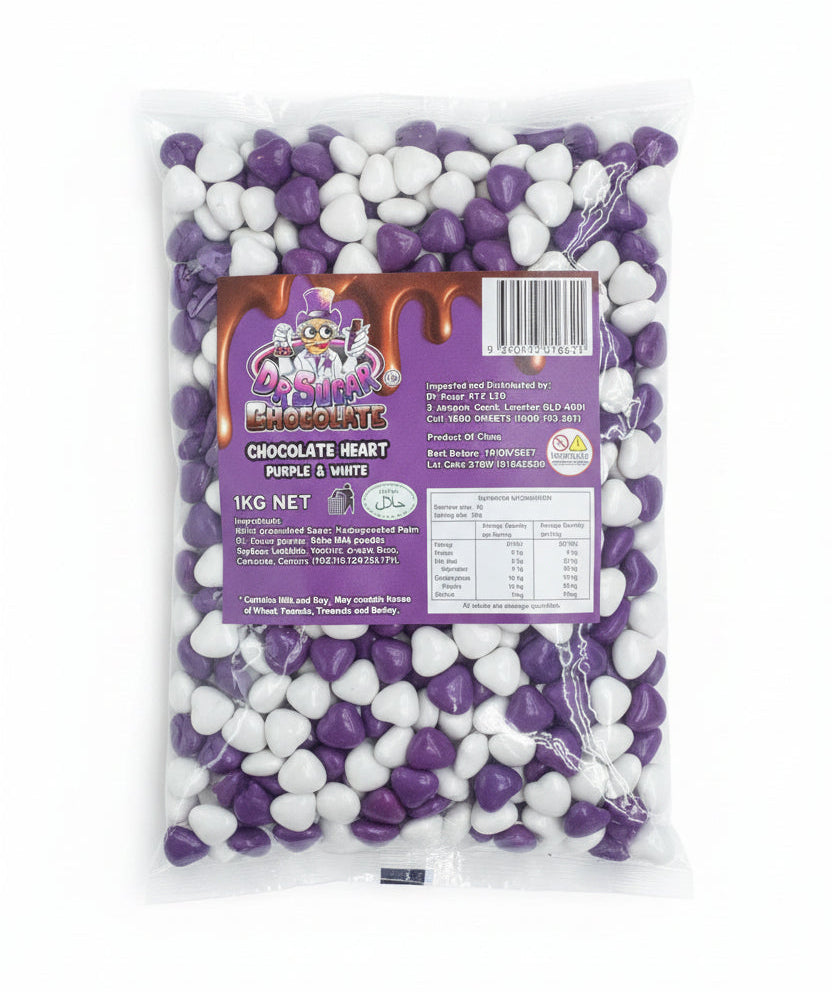 Dr Sugar Chocolate Heart Purple & White 1kg