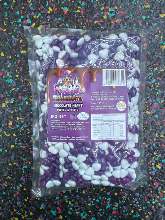 Dr Sugar Chocolate Heart Purple & White 1kg