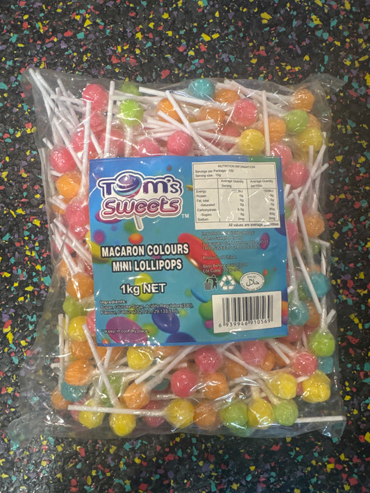 Tom's Sweets - Macaron Colours Mini Lollipops 1kg