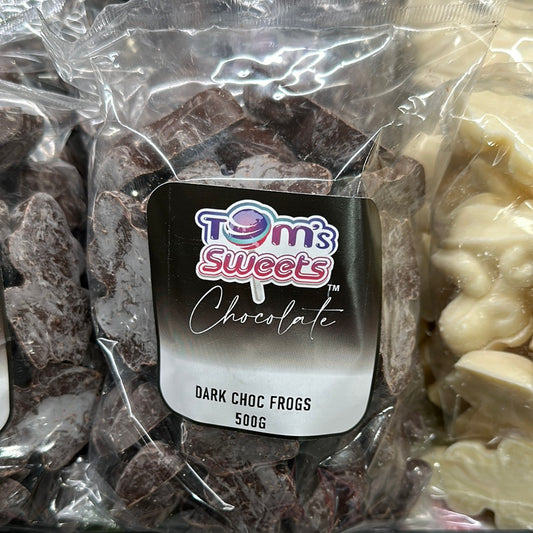 Tom’s Sweets dark choc frogs 500g