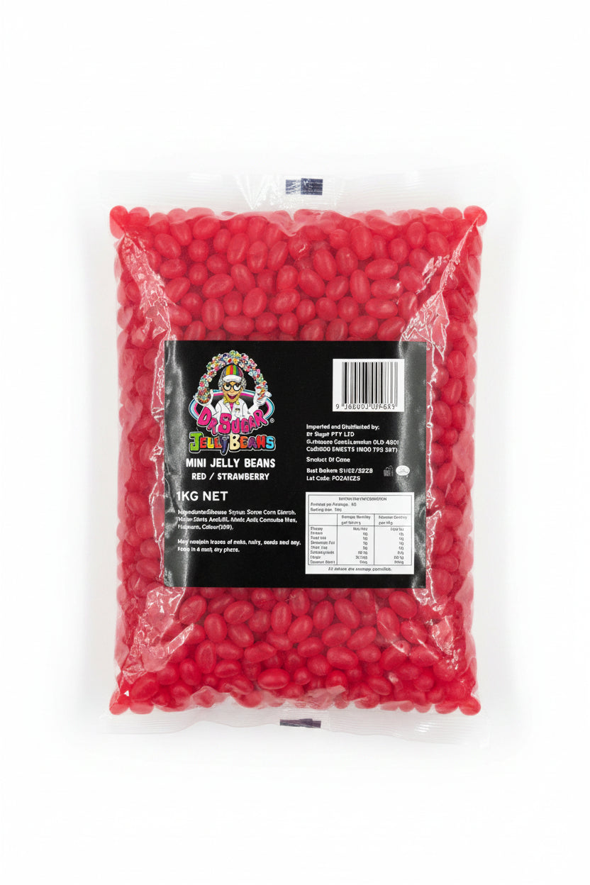 Dr Sugar - Mini Jelly Beans Red - Strawberry Flavoured 1Kg