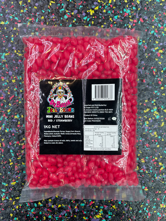 Dr Sugar - Mini Jelly Beans Red - Strawberry Flavoured 1Kg