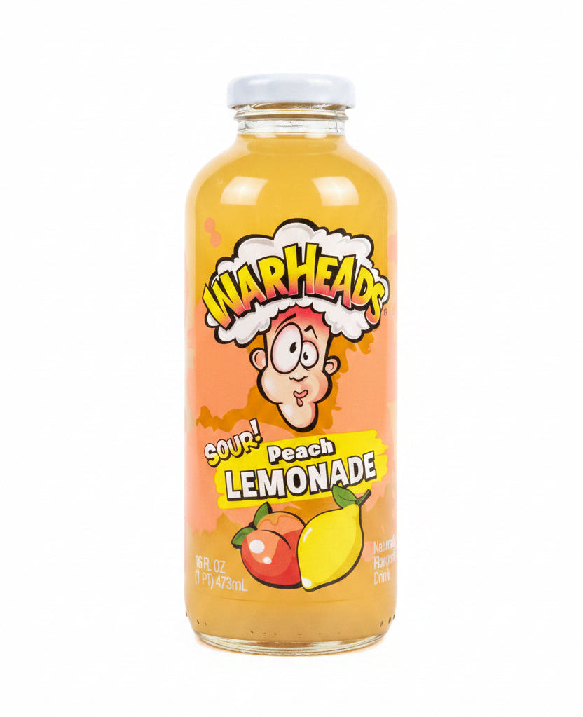 Warheads Peach Sour Lemonade Glass Bottle 473ml