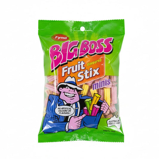 Fyna Big Boss Mini Fruit Stix Bag 300g - Tom's Confectionery Warehouse