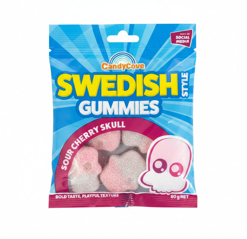 CandyCove Swedish Gummies Sour Cherry Skull 80g