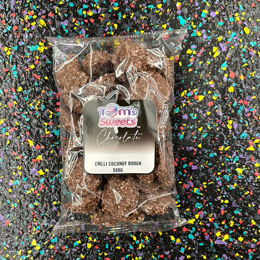 Tom’s Sweets chilli chocolate, coconut, rough 500g