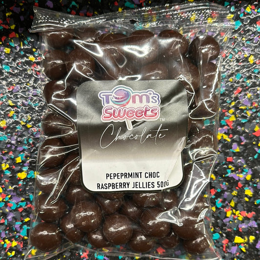 Tom’s Sweets peppermint, Choc raspberry jellies 500g
