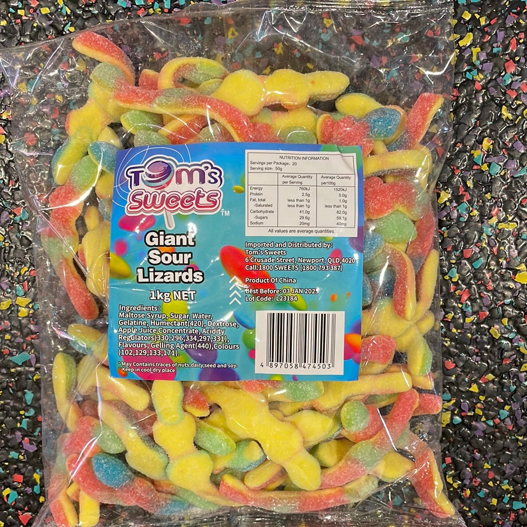 Tom's Sweets Giant Sour Lizards 1kg – Tom's Confectionery Warehouse