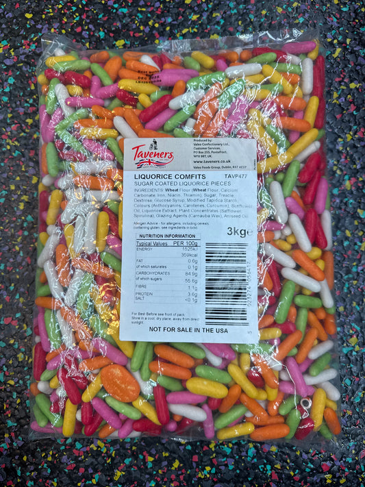 Taveners licorice comfits 3kg