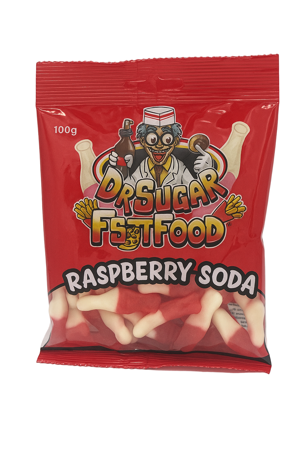 Dr Sugar Raspberry Soda 100g - Tom's Confectionery Warehouse