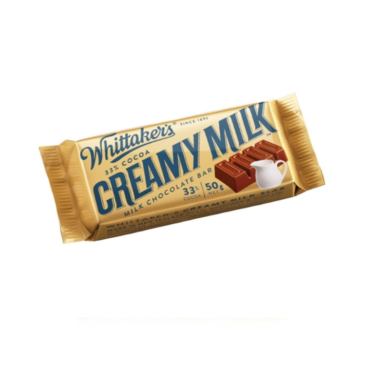 Whittaker's & Sons Creamy Milk 33% Cocoa 50g Slab - Tom's Confectionery Warehouse
